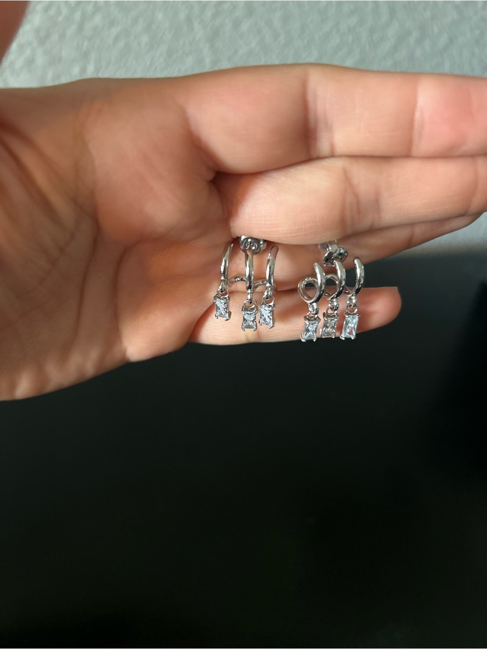 Three Ring Dangle Hoop Earrings